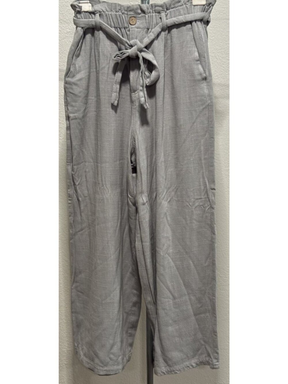 GeeGee Womens S Capris Pants Black Gray  Wide Leg Classic 24X24.5” Pockets